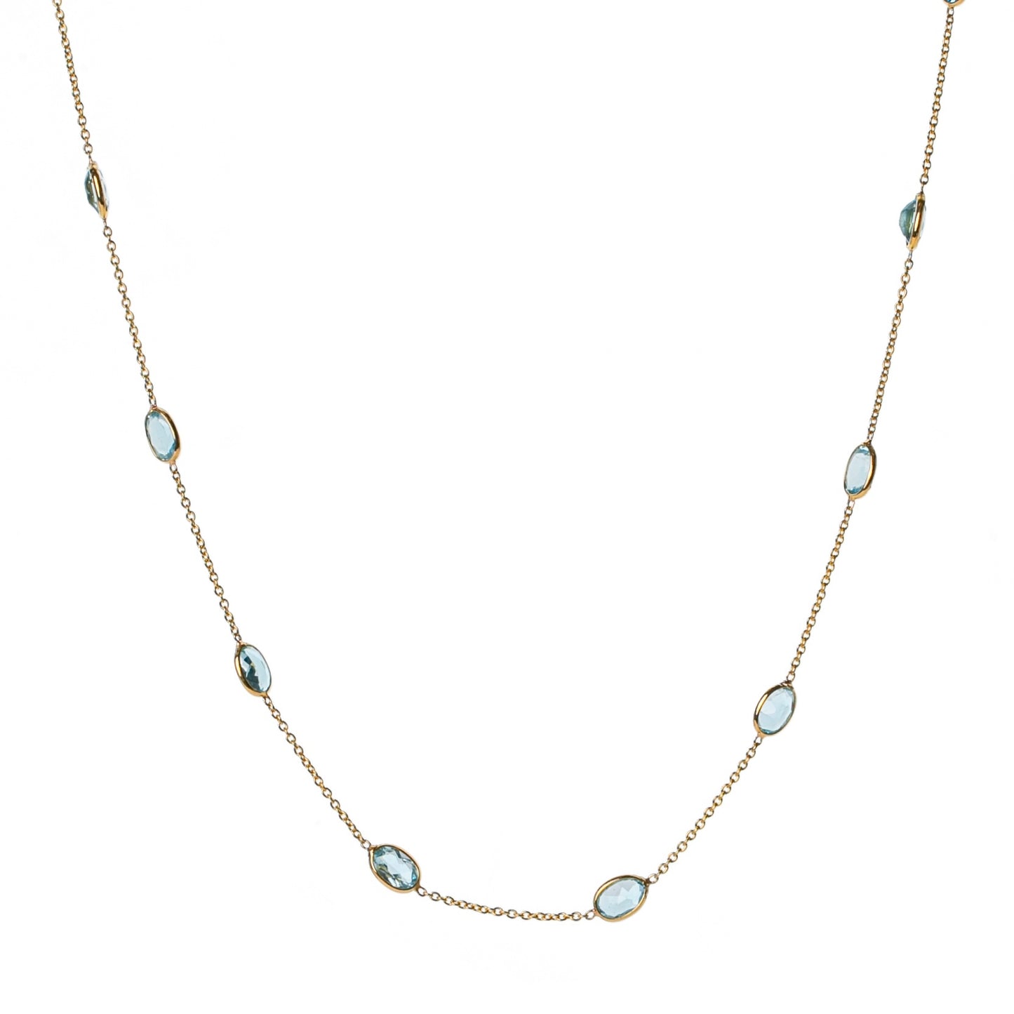 Turquoise bead necklace with aquamarine cabochon by Julia Lloyd George